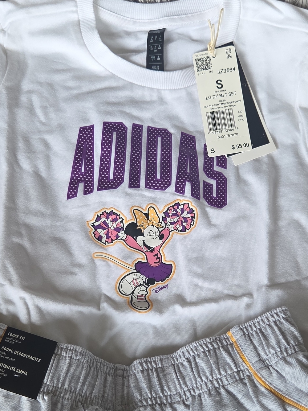 Adidas x Disney Minnie Cheer Graphic Tee - White & Purple
